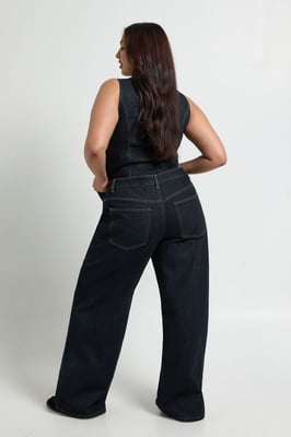 Plus Contrast Stitch Denim Wide Leg Jean