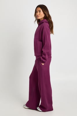 Side Pleat Detail Wide Leg Hoodie Tracksuit