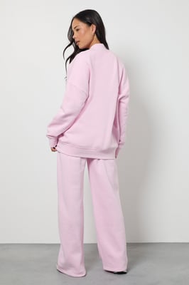 Neck Detail Sweatshirt Wide Leg Tracksuit