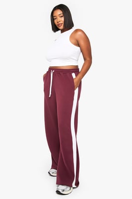 Plus Supersoft Contrast Stripe Wide Leg Trouser