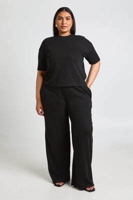 Plus Waffle T-shirt and Wide Leg Trouser Co-ord