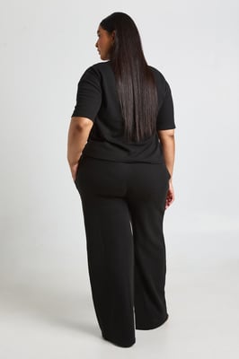 Plus Waffle T-shirt and Wide Leg Trouser Co-ord