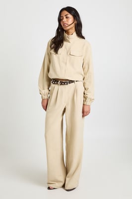 Peached Pleated Wide Leg Trousers