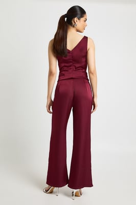 Satin Cowl Neck Cami And Wide Leg Trouser Co-ord
