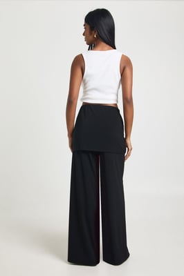 Skirt Layered Wide Leg Trouser
