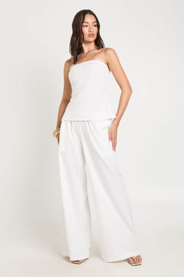 Linen Look Bandeau & Wide Leg Trouser Co-ord