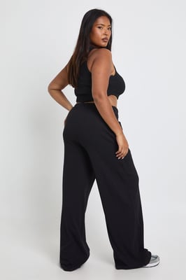 Plus Rib Wide Leg Trouser