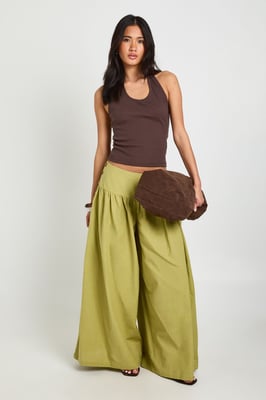 Linen Look Extreme Wide Leg Trousers