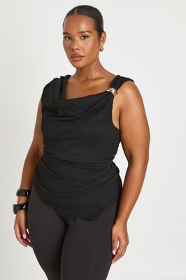 Plus Textured Trim Detail Asymmetric Top
