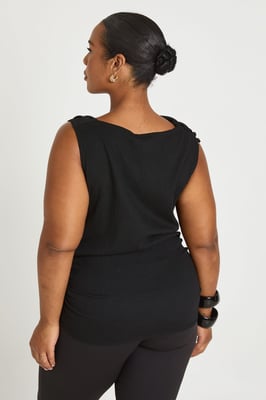 Plus Textured Trim Detail Asymmetric Top