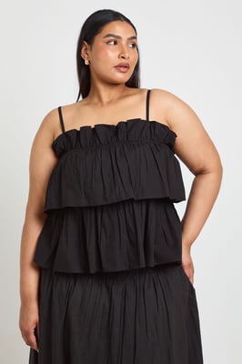 Plus Layered Ruched Poplin Top
