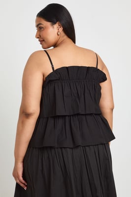 Plus Layered Ruched Poplin Top