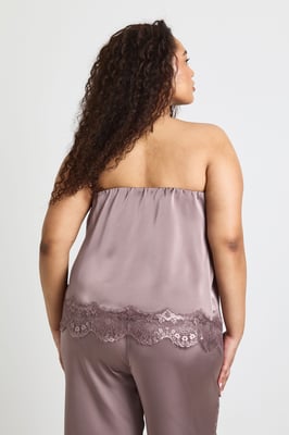 Plus Lace Hem Satin Floaty Bandeau Top