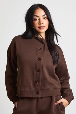 High Neck Fleece Cardigan