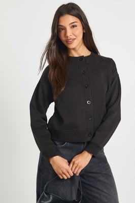 High Neck Fleece Cardigan