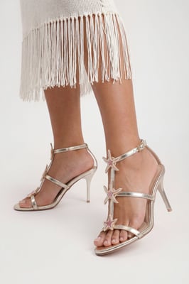 Embellished Triple Starfish Trim Strappy Heels