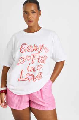 Plus Easy To Fall In Love Printed T Shirt
