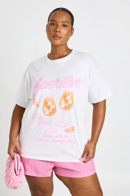 Plus Aperol Spritz Printed T Shirt