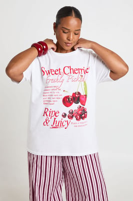 Plus Sweet Cherries Printed T Shirt