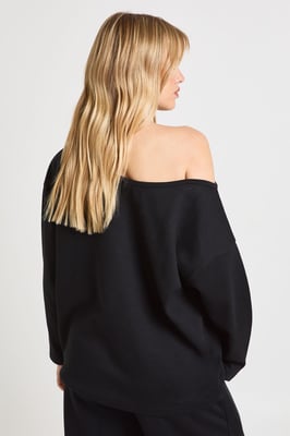 Petite Interlock Off Shoulder Sweatshirt