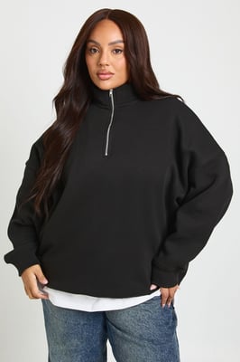 Plus Oversized Half Zip Sweatshirt