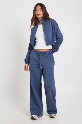 Fitted Funnel Neck Sweatshirt And Straight Leg Jogger Tracksuit