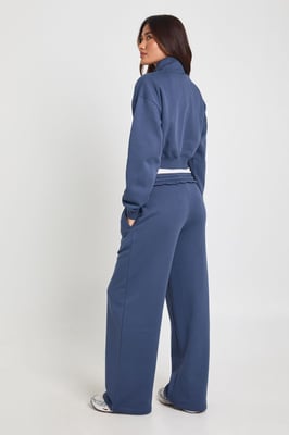 Fitted Funnel Neck Sweatshirt And Straight Leg Jogger Tracksuit