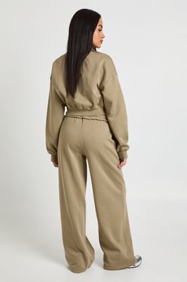 Fitted Funnel Neck Sweatshirt And Straight Leg Jogger Tracksuit