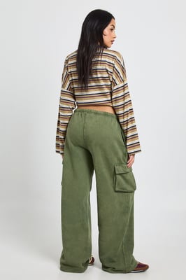 Washed Mid Rise Cargo Straight Leg Jogger