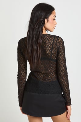 Lace Button Through Longline Top