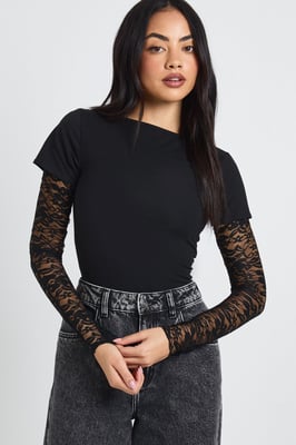 Lace Sleeved Baby Tee