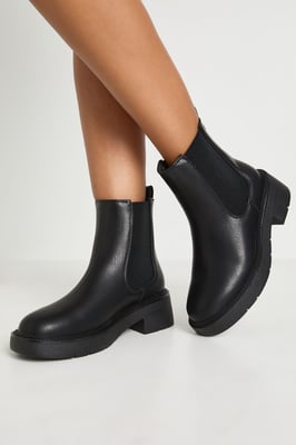 Tab Detail Chunky Chelsea Boots
