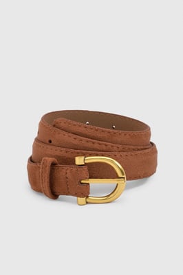 Faux Suede Gold D Buckle Belt