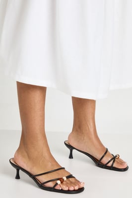 Beaded Detail Strappy Heeled Mules
