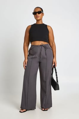 Plus Tie Waist Tailored Trouser
