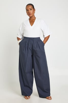 Plus Poplin Barell Leg Trouser