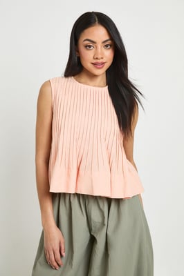Linen Look Pleated Top