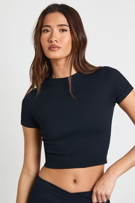 Contour Ribbed Seamless Cropped Short Sleeve Active Top
