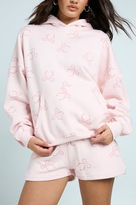 Bow Print Hooded Short Tracksuit