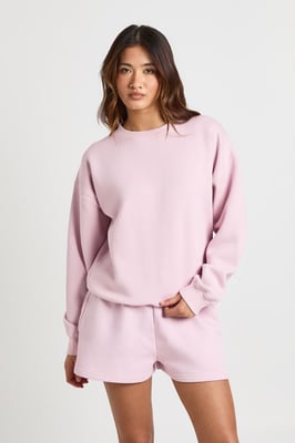 Washed Crew Neck Sweatshirt Short Tracksuit
