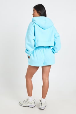 Petite Deep Hem 3 Piece Crop Zip Through Short Tracksuit