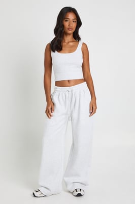 Petite Deep Hem Crop Top 3 Piece Hooded Tracksuit