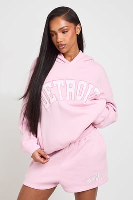 Detroit Applique Hooded Short Tracksuit