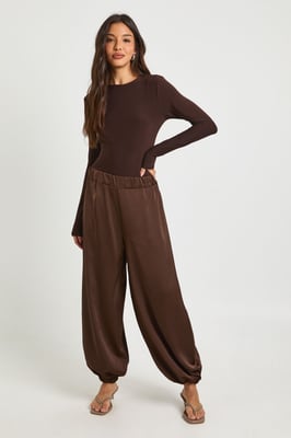 Satin Elasticated Waist Volume Trousers
