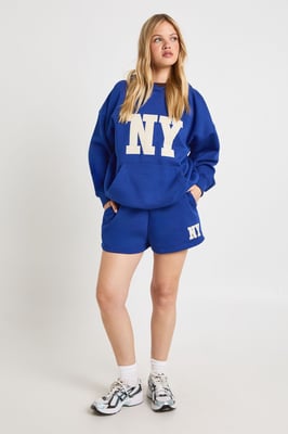 Petite NY Applique Hooded Short Tracksuit