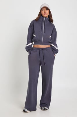Funnel Neck Contrast Panel Sweatshirt Tracksuit