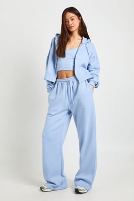 Tall Seam Detail Crop Top 3 Piece Hooded Tracksuit