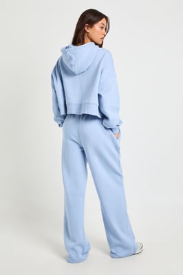 Tall Seam Detail Crop Top 3 Piece Hooded Tracksuit