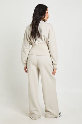 Cinched Waist Button Through Sweatshirt Tracksuit