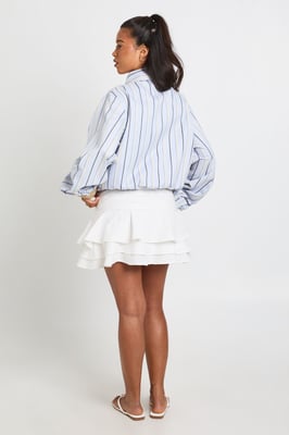 Funnel Neck Stripe Elasticated Waist Jacket